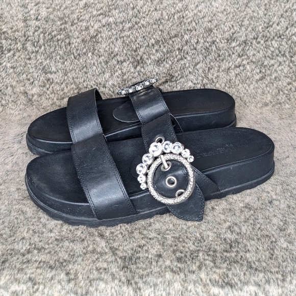 Karl Lagerfeld Paris Brinda Embellished Slide Sandal  Black Women's 9 - Picture 3 of 9